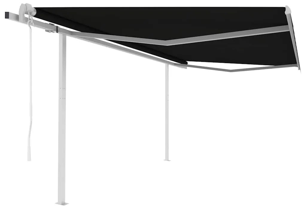 vidaXL Copertină retractabilă automat, cu stâlpi, antracit, 4x3 m