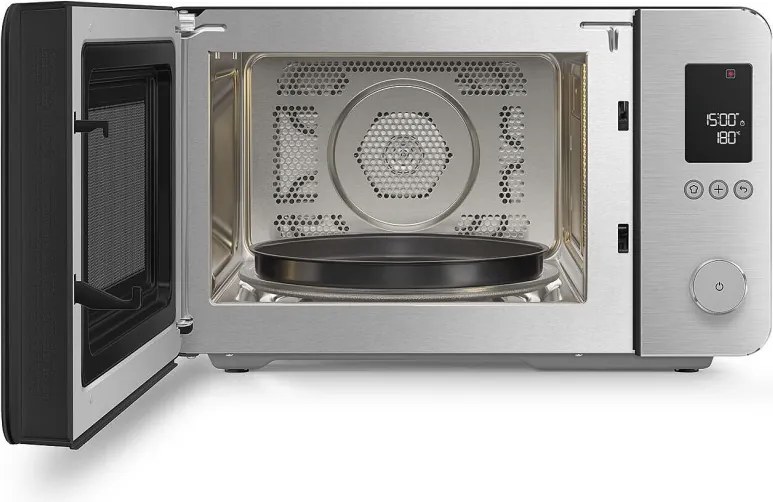 Cuptor cu microunde combinat cu aer cald SMEG Collezione MOC02BLMEU, 900 W, 27 l, 25 de programe, închidere lină, setări personalizate, negru mat