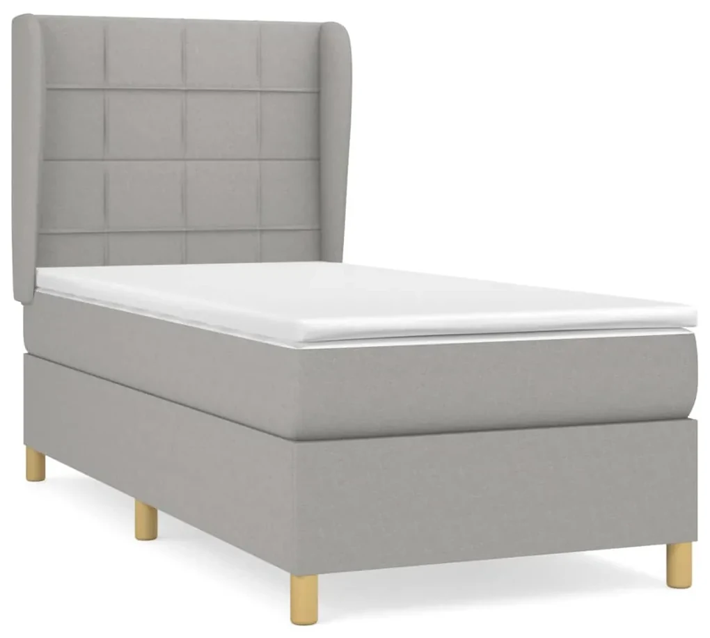 3128477 vidaXL Pat continental cu saltea, gri deschis, 80x200 cm, textil
