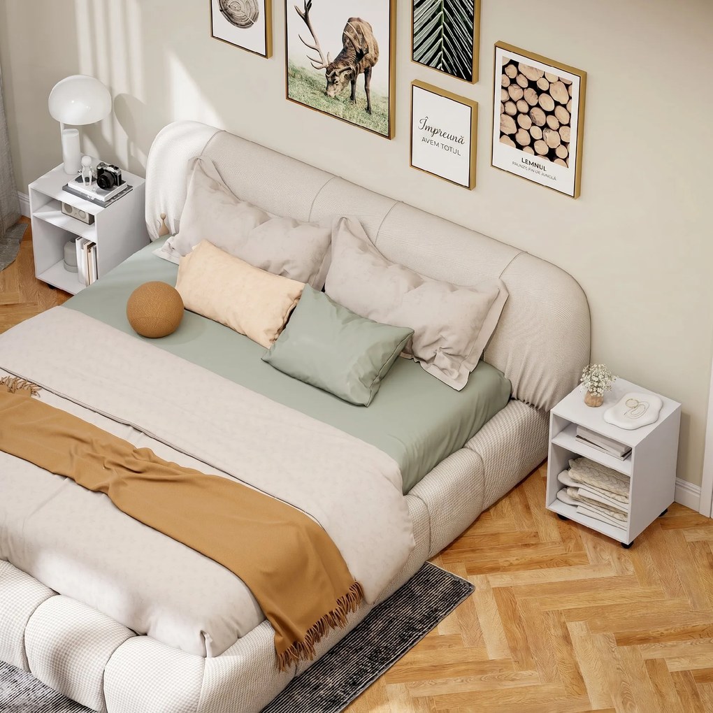 HOMCOM Dulap pentru Imprimantă cu Roți și 2 Rafturi 40x35x55.5 cm, Alb | Aosom Romania