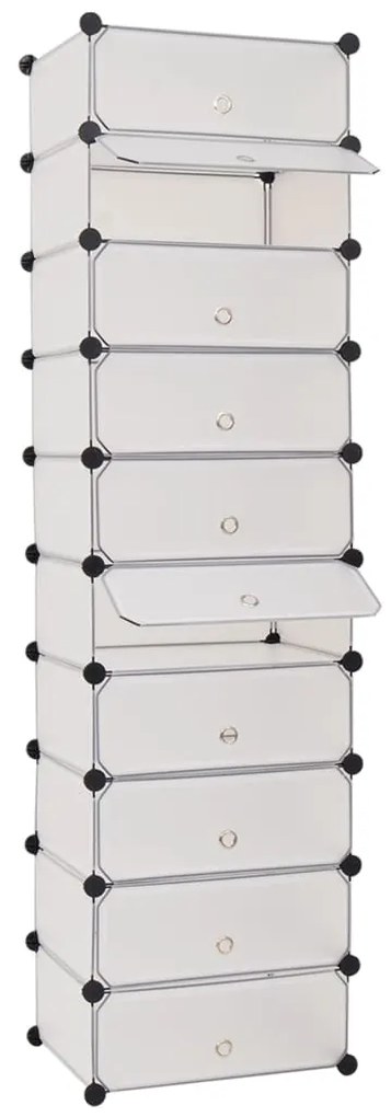 244919 vidaXL Organizator de pantofi interconectat, 10 compartimente, alb