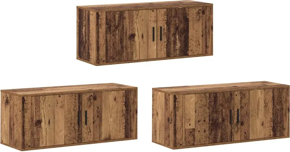 vidaXL Set Dulap TV montat pe perete Pe perete 3 pcs Lemn Vechi