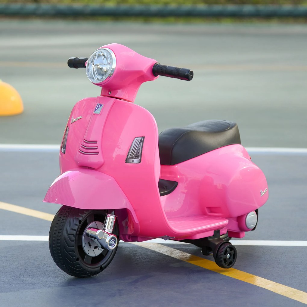 HOMCOM Motocicletă Electrică pentru Copii cu Baterie 6V, Faruri și Claxon Motocicletă pentru Copii de 18-36 luni, 66.5x38x52 cm, Roz | Aosom Romania