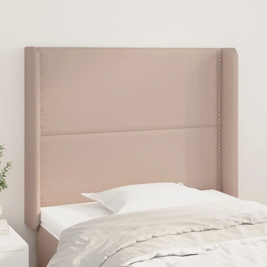 vidaXL Tăblie pat cu aripioare cappuccino 93x16x118/128 cm piele eco