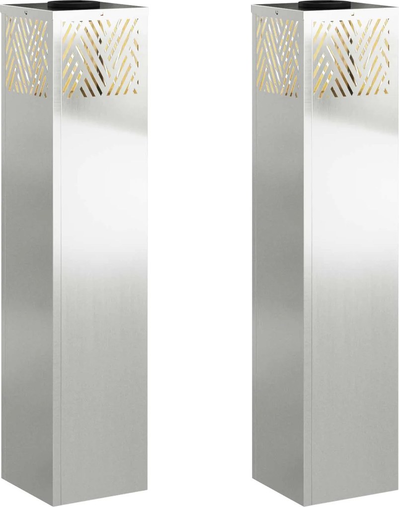 vidaXL Lumină LED Solară pentru Alei 2 pcs Argintiu Galvanizat