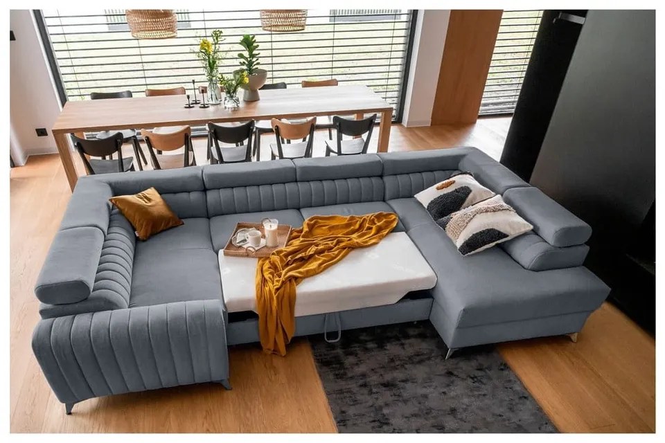 Colțar albastru extensibil/cu spațiu de depozitare (cu colț pe partea dreaptă/în formă de "U") Louis – ELTAP