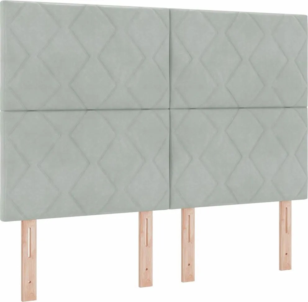 vidaXL Pat cu arc LED cu saltea Gri deschis 140 x 190 cm Catifea