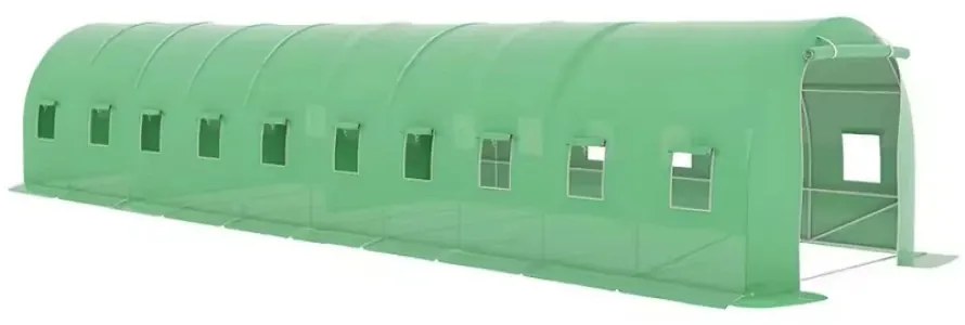 Solar de grădină, 4x10 m, 40 m², cadru din oțel, țeavă galvanizată, folie PE armată, 20 ferestre rulante, rezistent la UV, impermeabil, Verde,