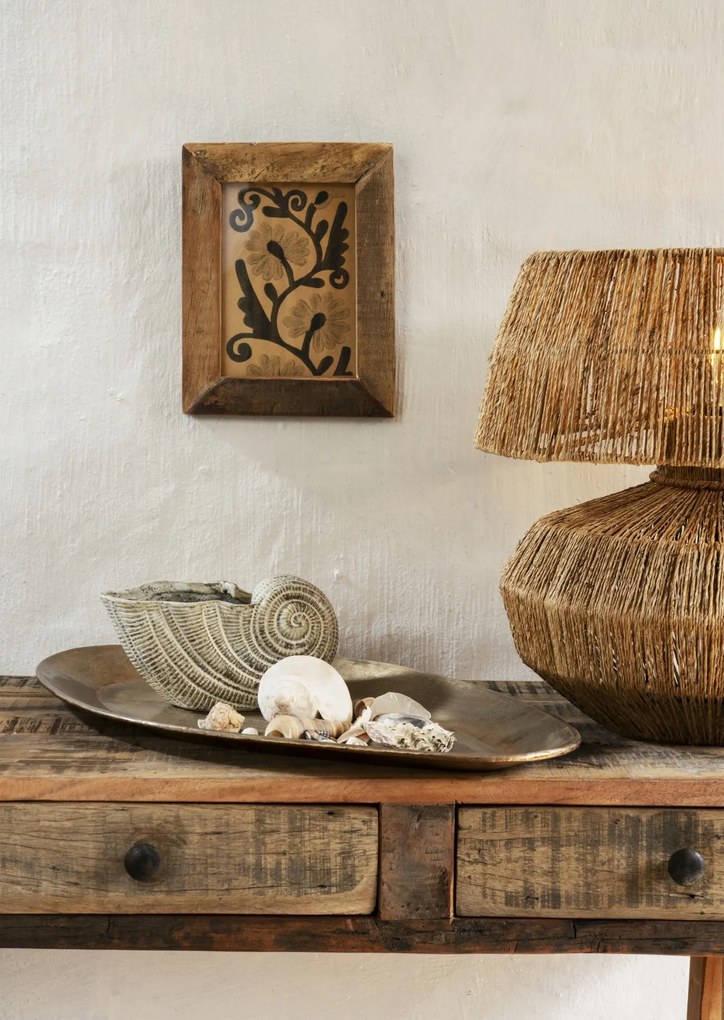 Lampă de masă din iută împletită manual, D38×H39 cm, „Raja"