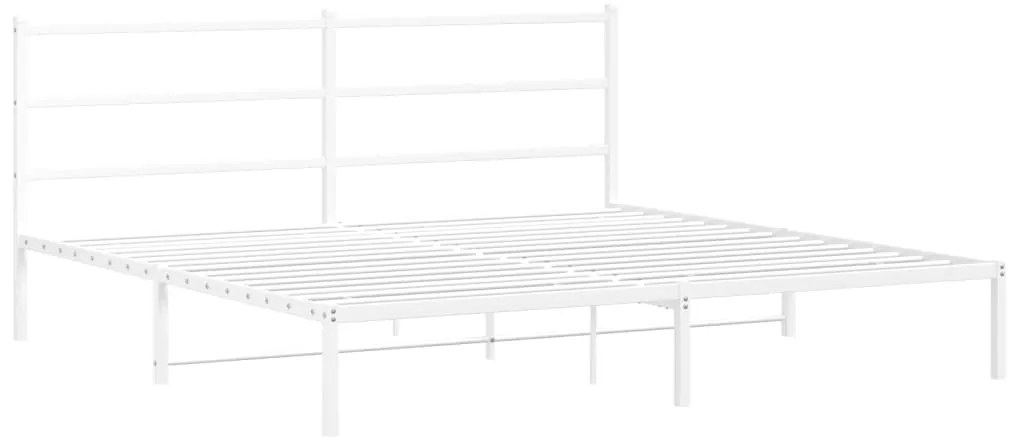 355420 vidaXL Cadru de pat metalic cu tăblie, alb, 193x203 cm
