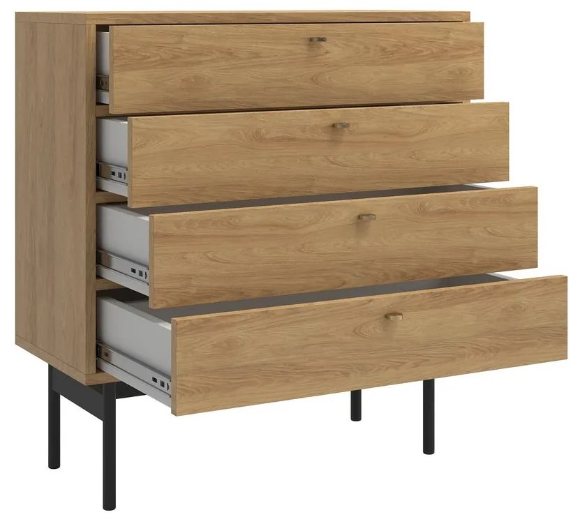 Comodă Oscar O5 (hikor natural + negru). 1100515
