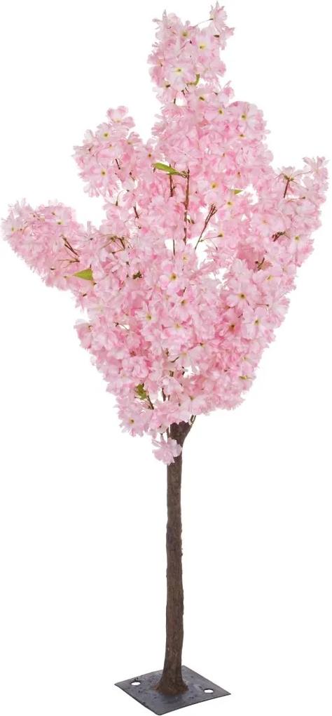 Copac decorativ cu flori artificiale cires roz 70x140h