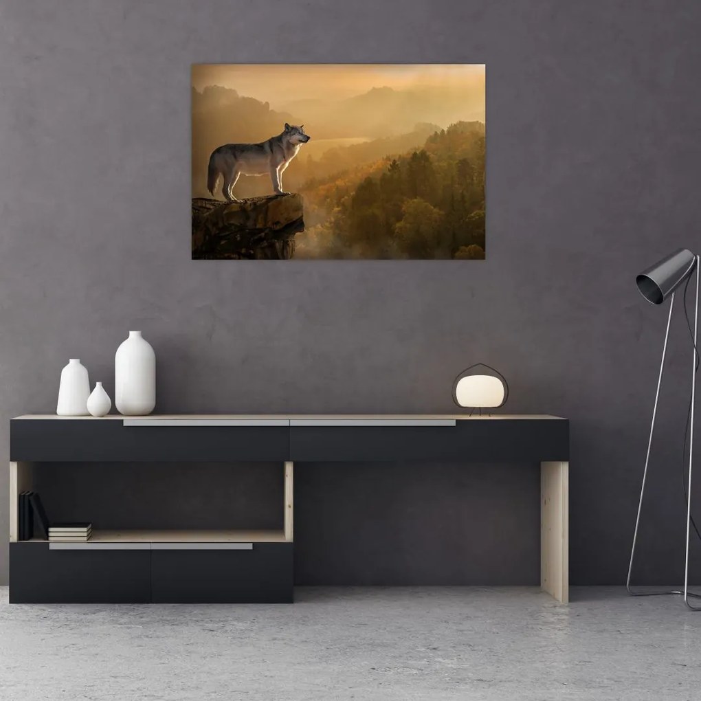 Tablou - Lup pe stăncă (90x60 cm)