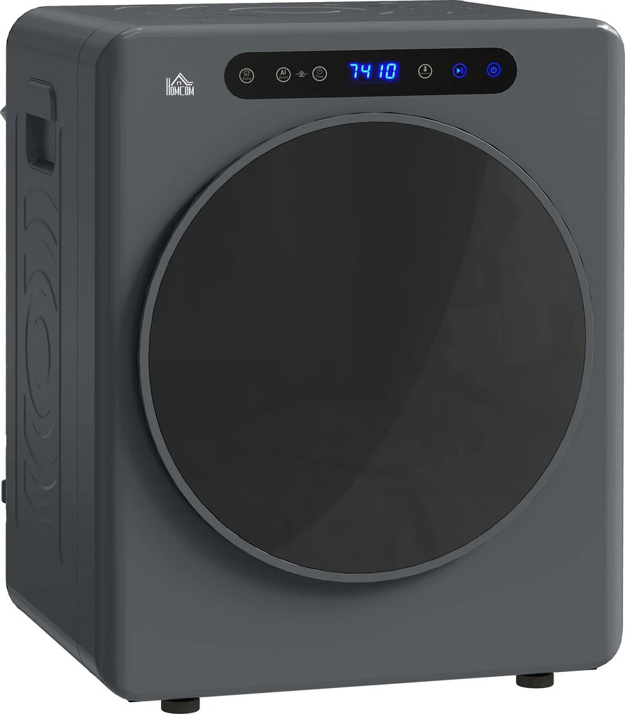 HOMCOM Uscător de Rufe, 6 Programe, 40-60℃, Capacitate de 4 kg, Compact, Control Tactil, Gri | Aosom Romania