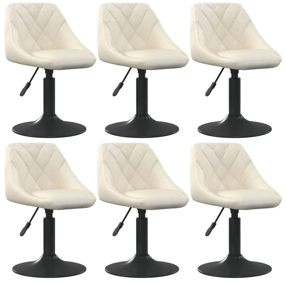 vidaXL Scaune de sufragerie pivotante 6 buc, crem, catifea