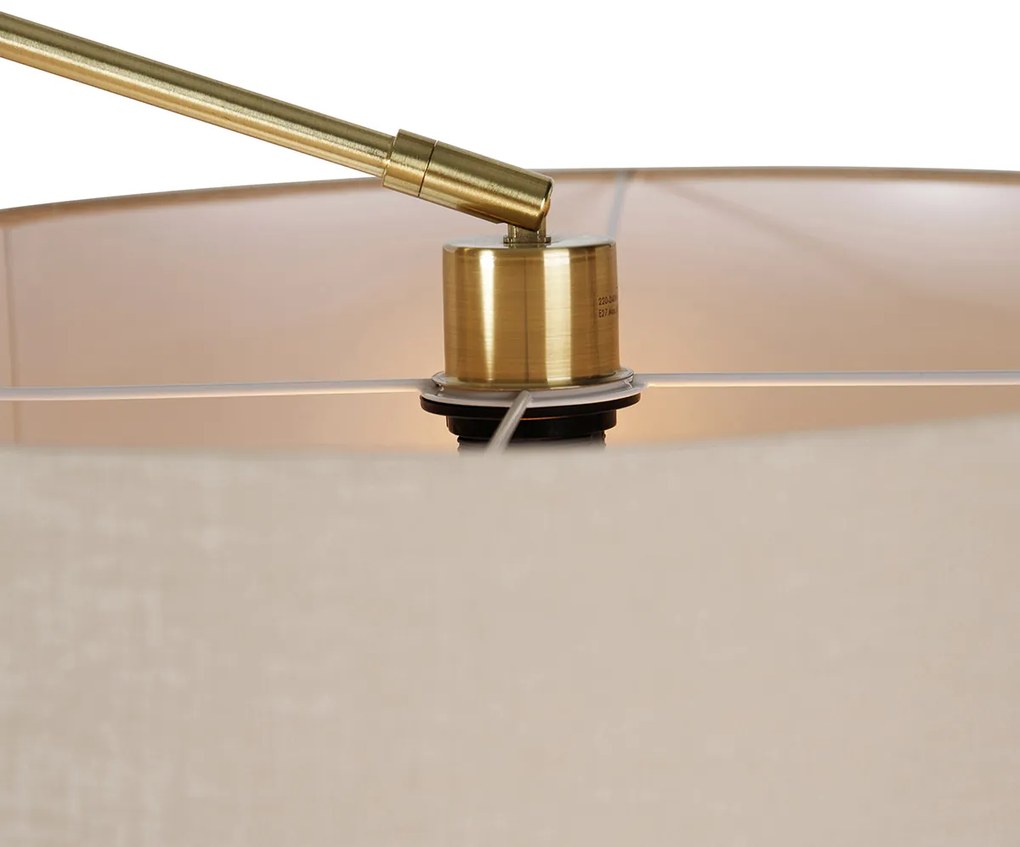 Lampă de podea aurie cu abajur maro deschis 50 cm reglabil - Editor