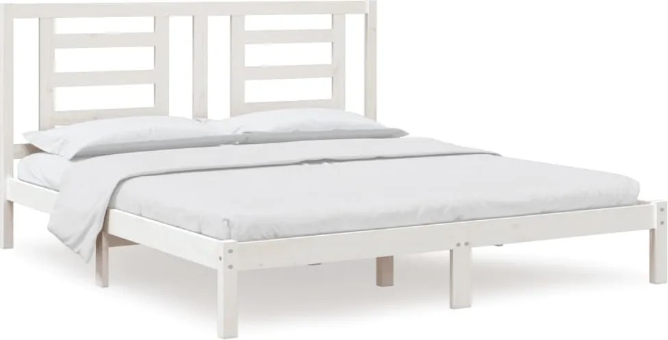vidaXL Cadru de pat Super King, alb, 180x200 cm, lemn masiv