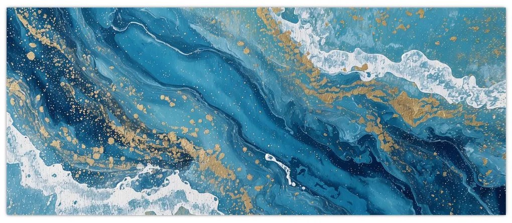 Tablou - Marmură bleu cu aur II. (120x50 cm)