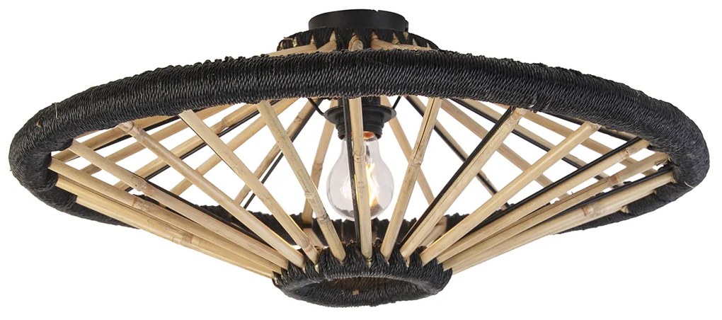 Plafoniera orientala din bambus cu negru 60 cm - Evalin