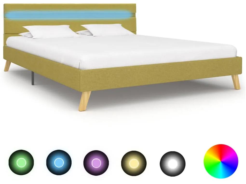 284860 vidaXL Cadru de pat cu LED-uri, verde, 120 x 200 cm, material textil