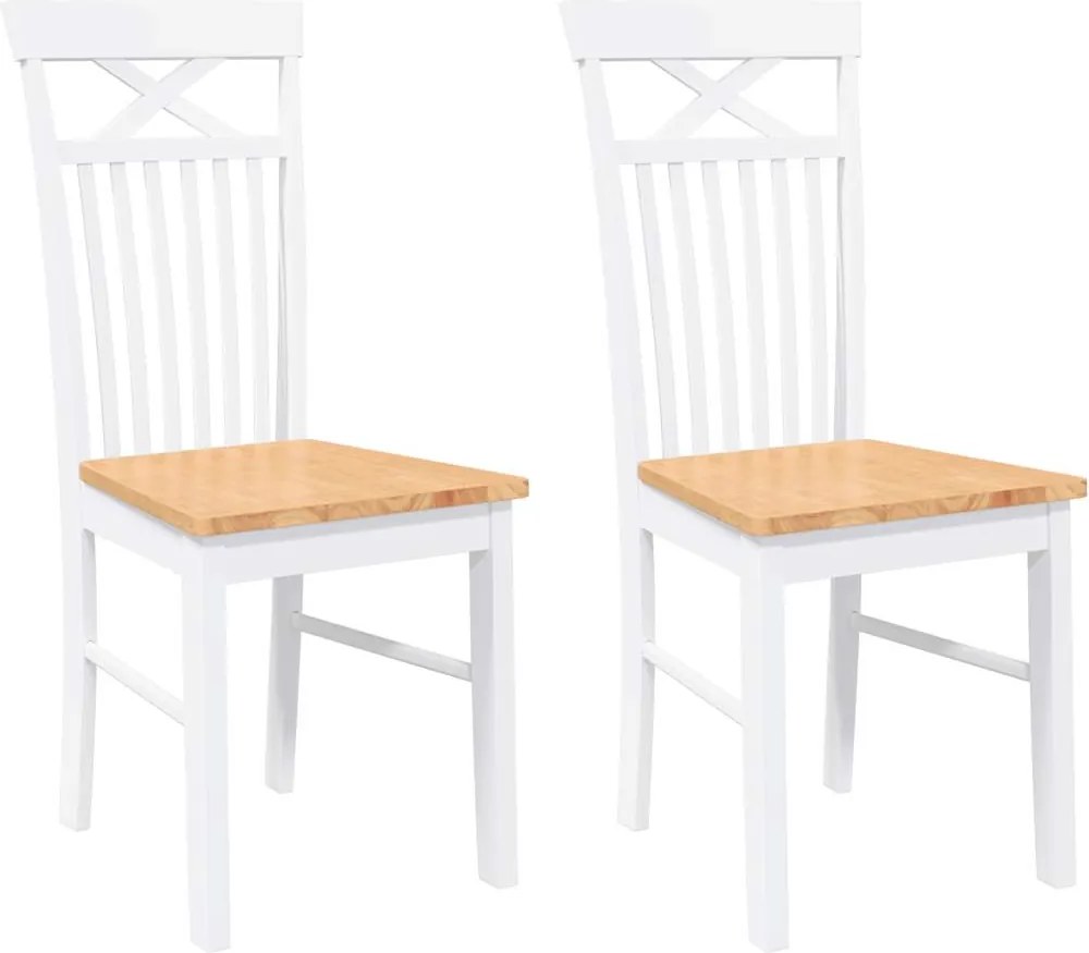 vidaXL Scaune de sufragerie 2 buc Cauciuc din lemn masiv alb