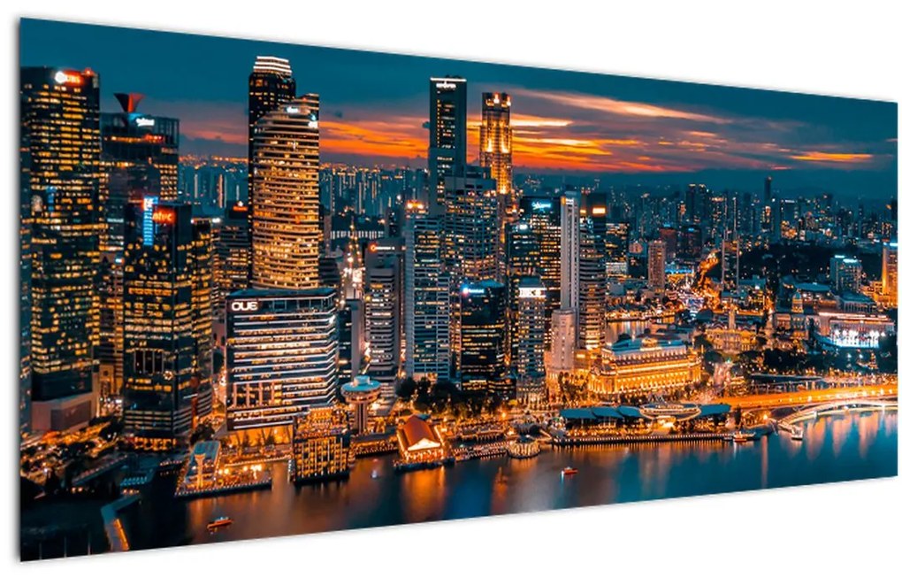 Tablou cu orașul nocturn (120x50 cm)