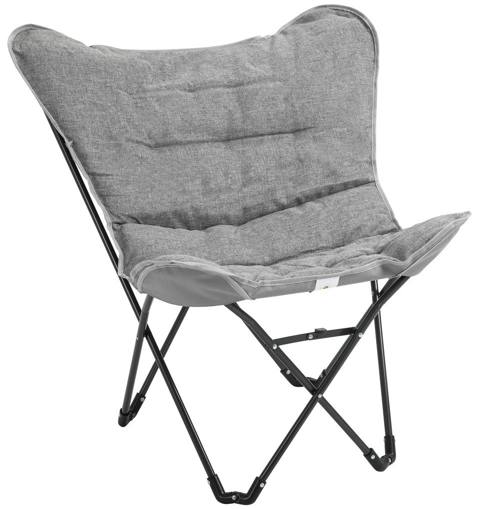 Outsunny Scaun de camping scaun de plajă pliabil șezut larg și căptușit pliabil pentru pescuit 88 x 74 x 84 cm gri deschis | Aosom Romania