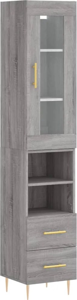 vidaXL Dulap înalt, gri sonoma, 34,5x34x180 cm, lemn prelucrat