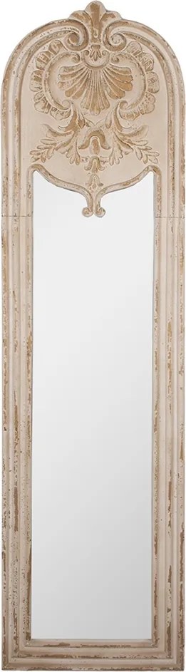 Oglinda de perete, bej, din lemn, aspect vintage, 48x4x180 cm