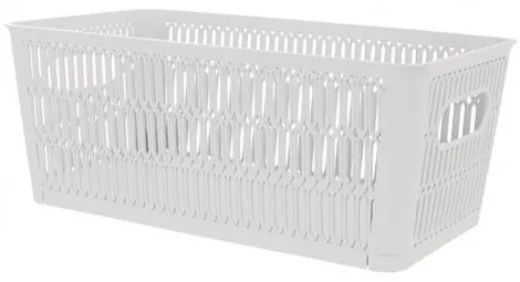 Coș de plastic stivuibil Orion NESTA, 29 x 16,5 x11,5 cm, alb, S