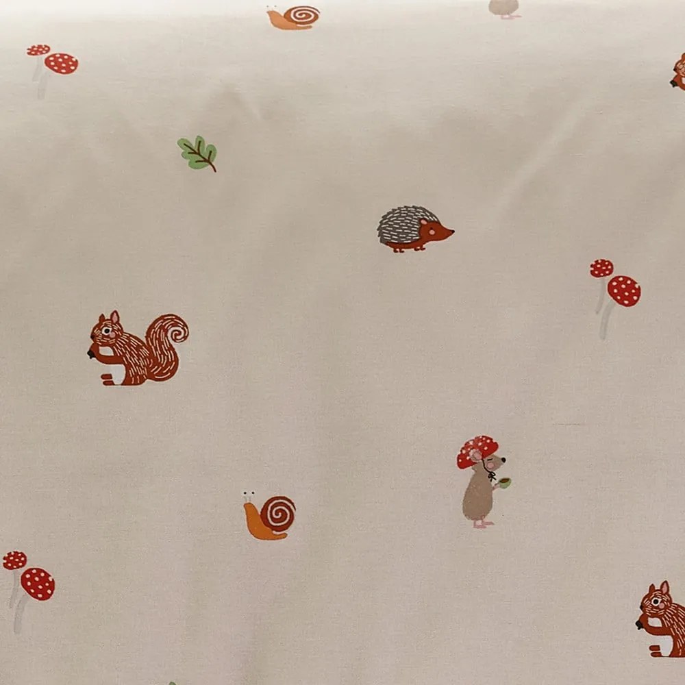 Cearceaf pentru copii bej pentru pat de o persoană cu elastic 90x190 cm Fox and Woodland Friends – Catherine Lansfield