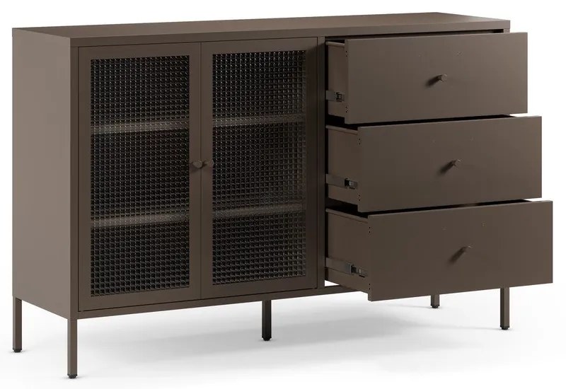 Vitrină gri din metal 140x90x40 cm Layna – Marckeric