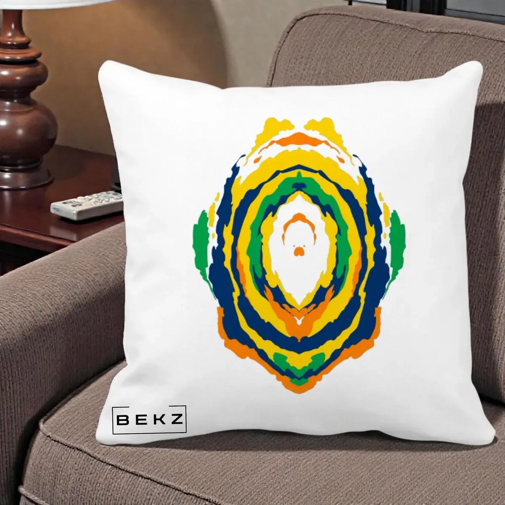 Perna Decorativa Oval Abstract Multicolor, 40x40 cm, Alba Mata, Husa Detasabila, Perna Inclusa, BEKZ®