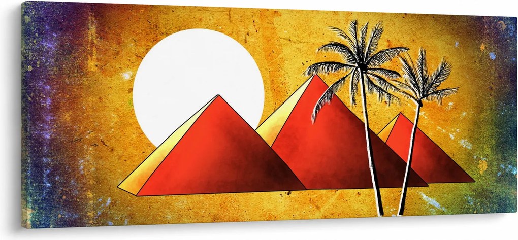 Tablou cu piramidele egiptene pictate (120x50 cm)