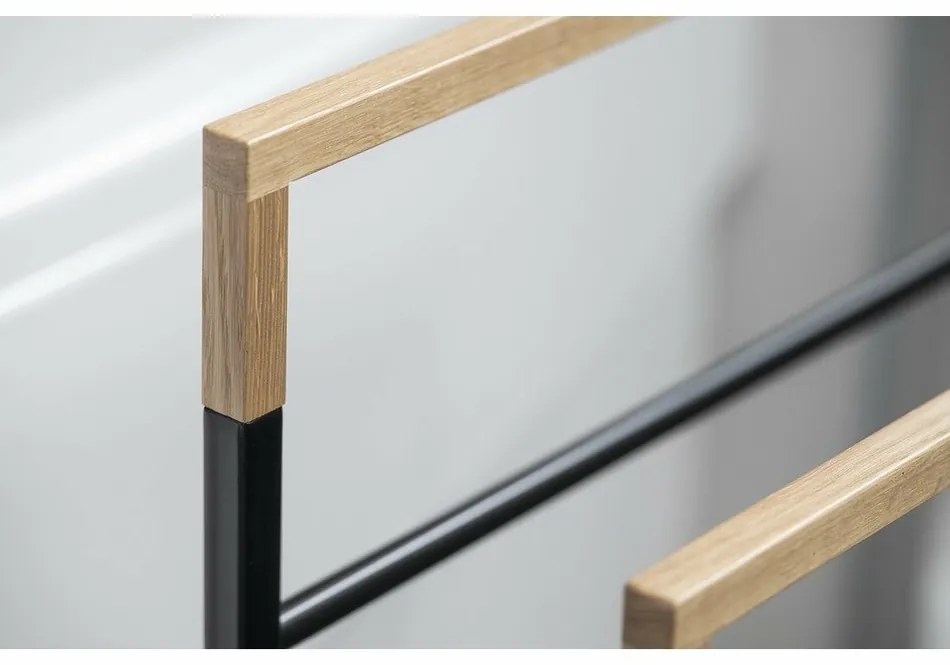 SAPHO Ska308 Ska suport pentru prosoape 55 x 80 x20 cm, negru mat/stejar