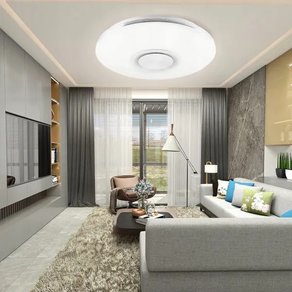 Plafonieră LED RGBW reglabilă cu boxă, LED/60W/230V, albă + telecomandă