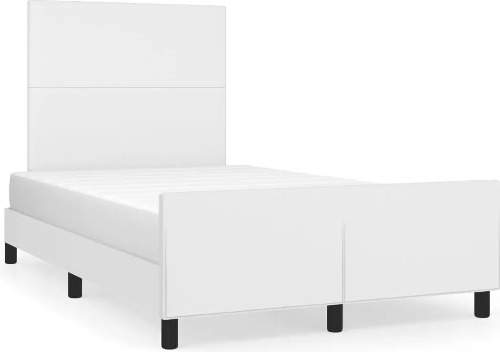 vidaXL Cadru de pat cu tăblie, alb, 120x200 cm, piele ecologică
