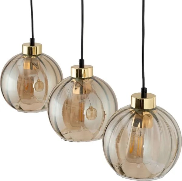 Lustră LED suspendată pe cablu DEVI 3xE27/15W/230V negru/bej fumuriu