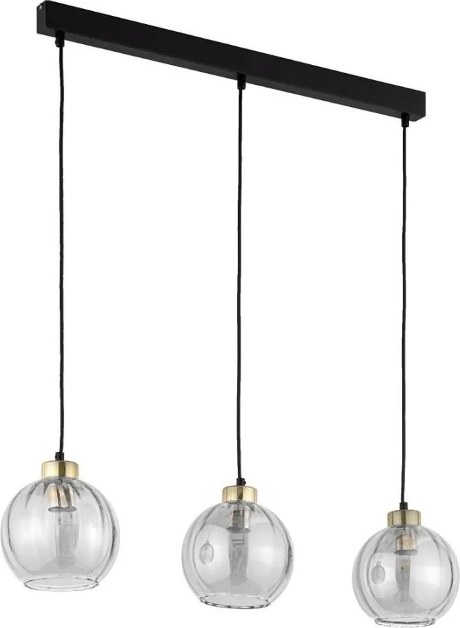 Lustră LED pe cablu DEVI 3xE27/15W/230V negru/fumuriu