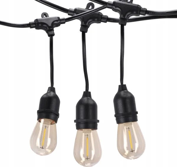 Ghirlandă LED decorativă pentru exterior 20xE27/1W/230V 20,94 m IP44 negru