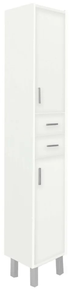 Dulap înalt Nerva 35 cu 2 uși și 2 sertare, alb