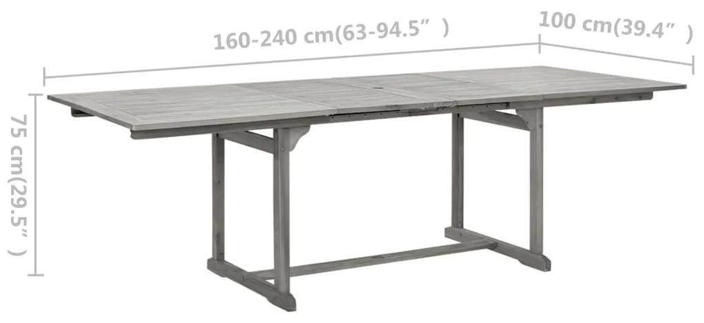 Masa de gradina, (160-240)x100x75 cm, lemn masiv de acacia 1, Dreptunghiular, 240 x 100 x 75 cm
