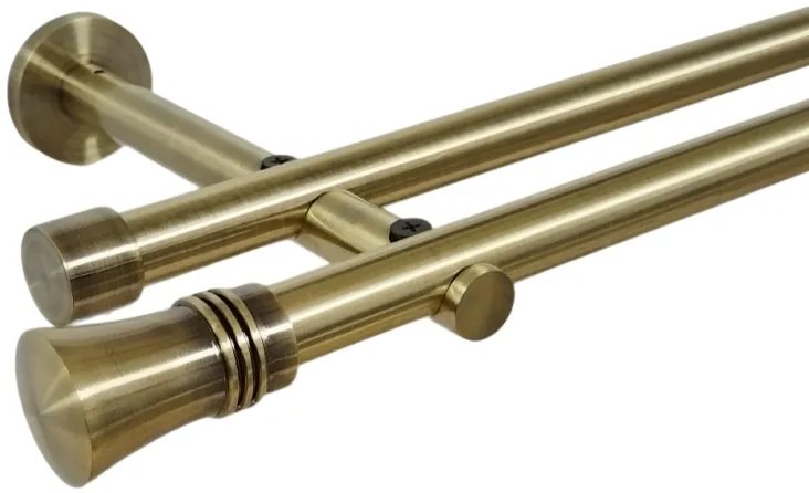 Galerie dubla picior universal fara inele prindere perete capri 19/19 mm aur antic (Alege marime: 360 cm)
