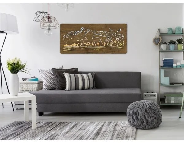 Li-Go 5589/A/DUB2 - Decorațiune LED de perete, 10 W, 5 V, 30000 mAh, 110 x 50 cm, finisaj stejar