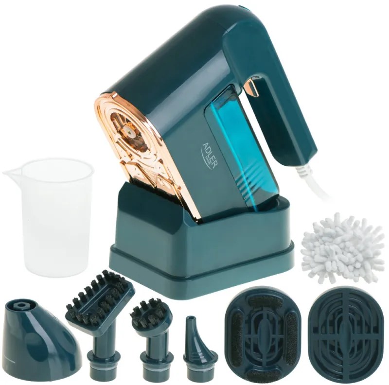 Aparat multifunctional de curatare cu aburi Adler AD 7050, 1200 W, 22ml/min, Rezistenta apa IPX4, 0.120 L, Accesorii, Verde