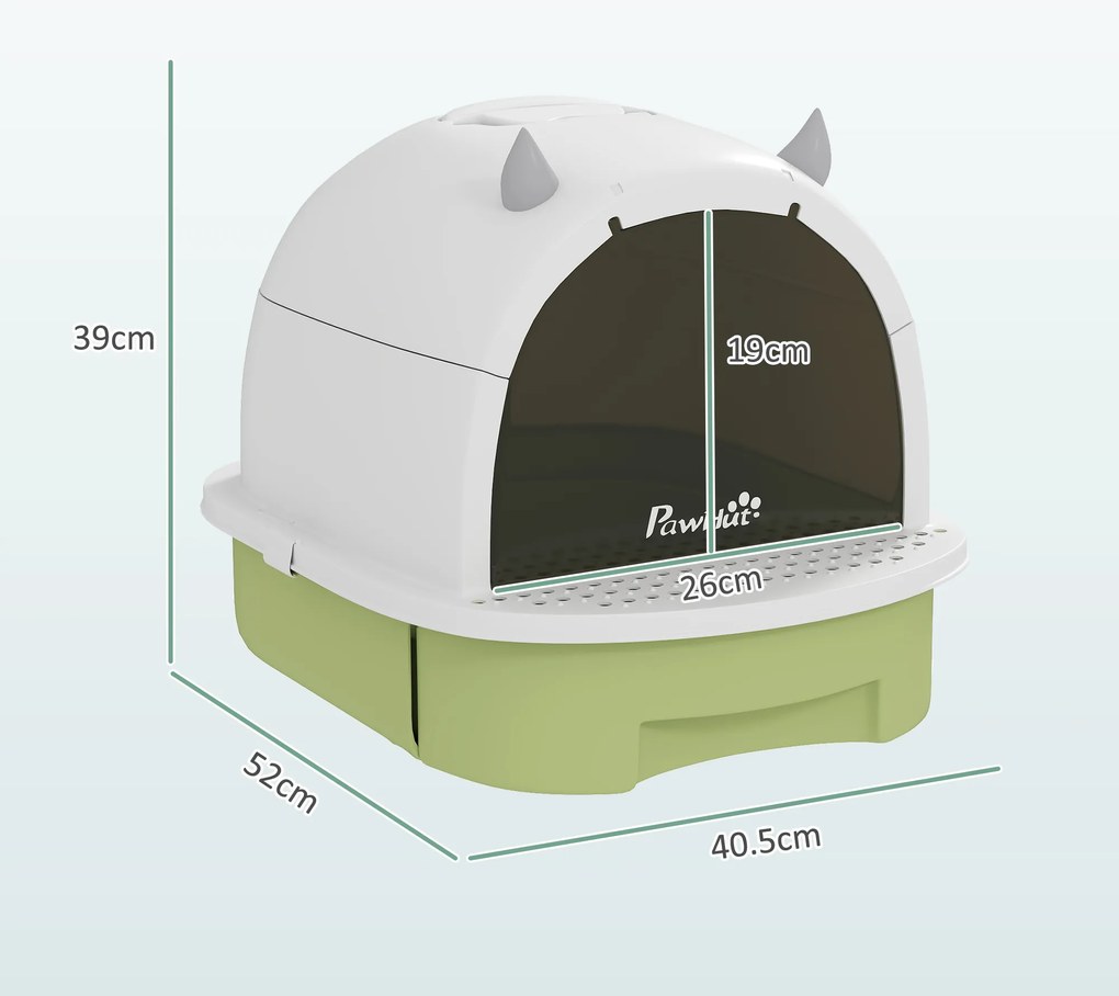 PawHut Litieră cu Capac, Tavă pentru Nisip tip Sertar cu Filtru de Carbon și Lopățică, 40,5x52x39 cm, Gri | Aosom Romania