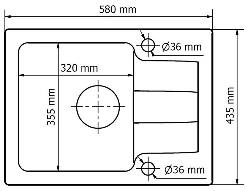 Chiuvetă din granit Coast 25 cu o cuvă, tip picurare, neagră