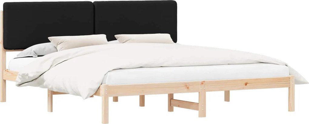 vidaXL Cadru de pat cu tăblie tapițată cu headboard Negru 180 x 200 cm