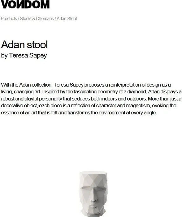 Taburete exterior/interior design decorativ ADAN STOOL, lucios