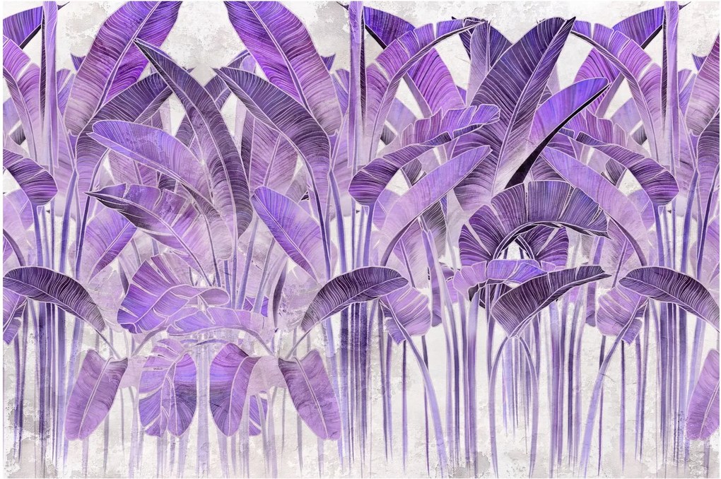 Tablou - Frunze violet în tencuială (90x60 cm)
